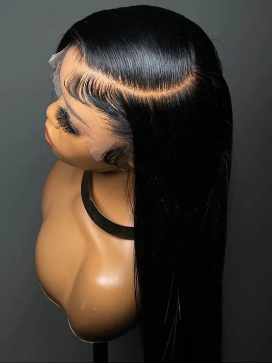 Natural black straight lace wig